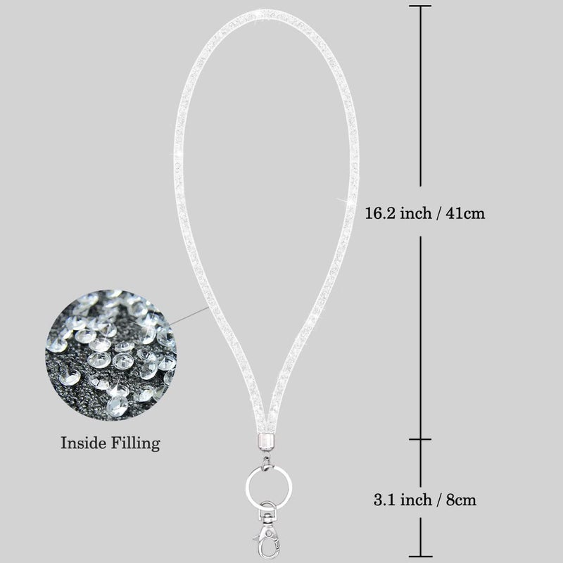 Ascrafter 10 Pack Necklace Name Card Lanyards, Bling Lanyard Strap, ID Card Lanyard with Bling retractable Badge Holder with Metal Clasp & Keyring - Image 2